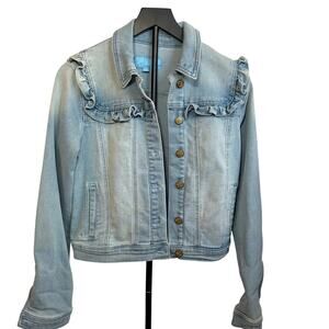Draper James denim jacket. Ruffle detail. Light wash. Size M. Casual
